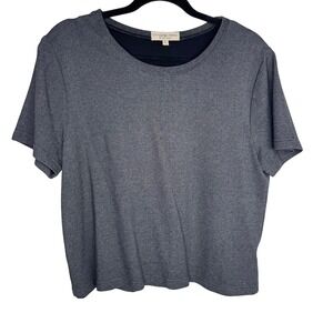 Cynthia Max Relax Sz L Gray Stretchy Short Sleeve‎ Crew Neck T-Shirt Oversized